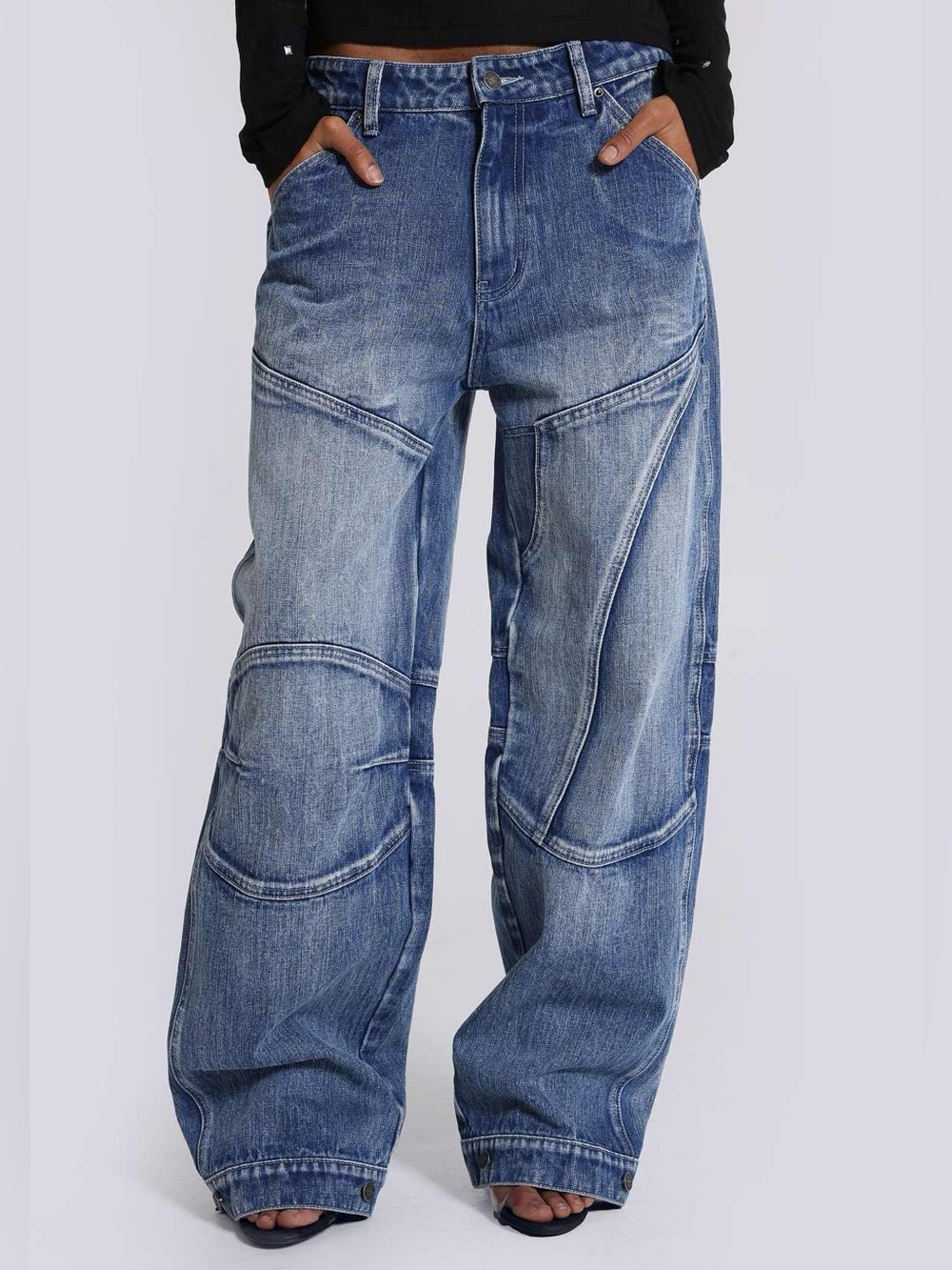 Jaded London Zae Panelled Low Rise Baggy Jeans